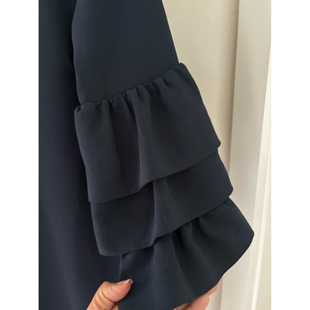 Sail to Sable Navy Ruffle Sleeve Dress Classic Chic Preppy Size 6 - Picture 4 of 8